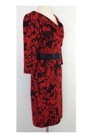 Current Boutique-David Meister - Black & Red Print Dress Sz 4