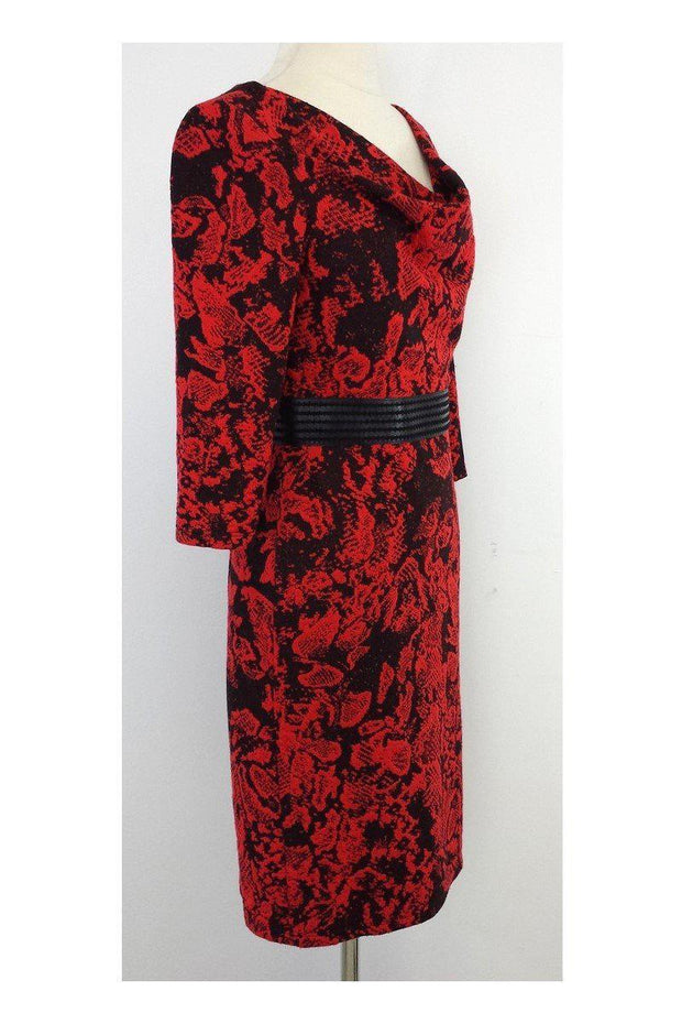 Current Boutique-David Meister - Black & Red Print Dress Sz 4