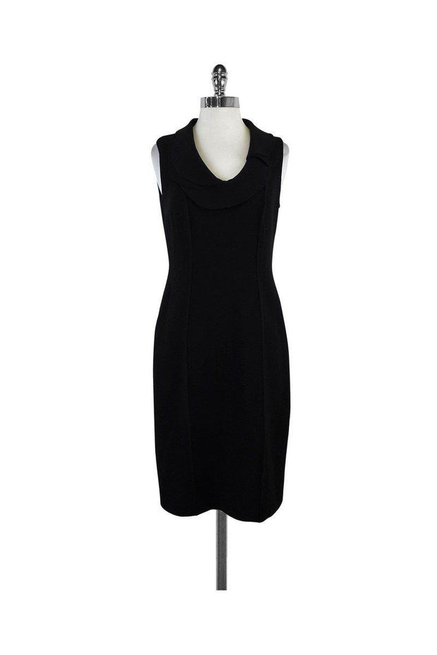 Current Boutique-David Meister - Black Sleeveless Layered Neckline Dress Sz 4