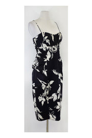 Current Boutique-David Meister - Black & White Silk Spaghetti Strap Dress Sz 6
