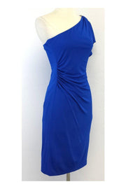 Current Boutique-David Meister - Blue Draped One Shoulder Dress Sz 2