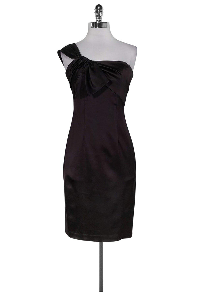 David Meister Brown Satin Bow Dress Sz 2 Current Boutique