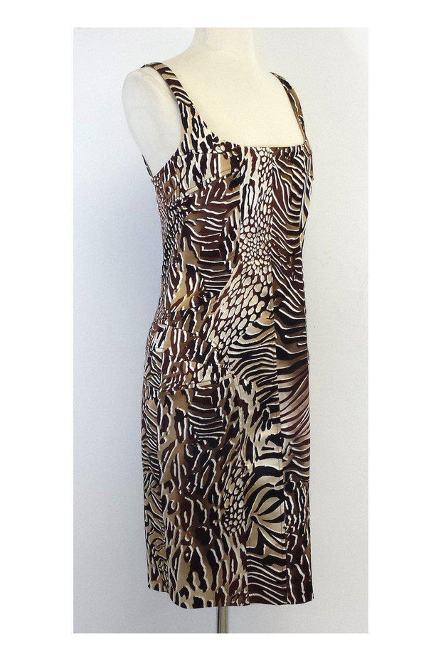 Current Boutique-David Meister - Brown & Tan Animal Print Sleeveless Dress Sz 6