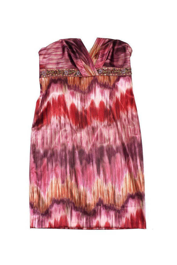 Current Boutique-David Meister - Multicolor Print Embellished Strapless Dress Sz 10