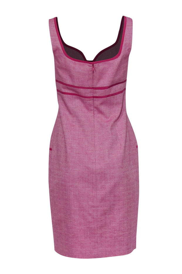 Current Boutique-David Meister - Pink Cotton Sheath Dress w/ Piping Sz 6