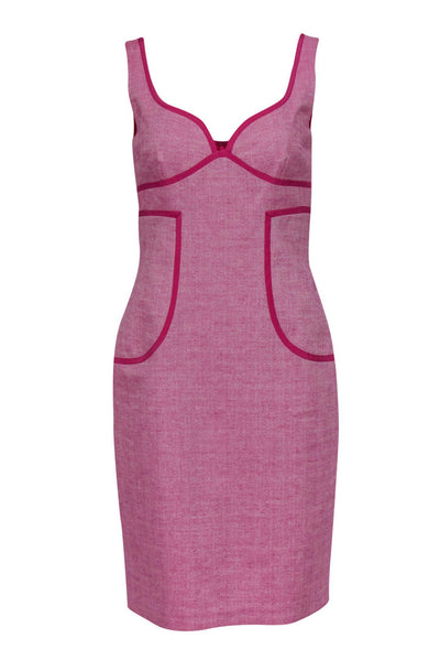 Current Boutique-David Meister - Pink Cotton Sheath Dress w/ Piping Sz 6