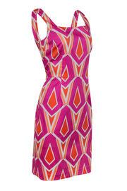 Current Boutique-David Meister - Pink & Orange Printed Cotton Blend Dress Sz 10