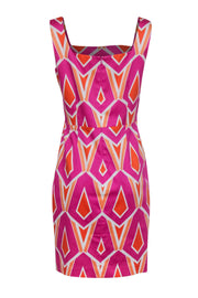 Current Boutique-David Meister - Pink & Orange Printed Cotton Blend Dress Sz 10