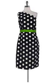 Current Boutique-David Meister - Polka Dot One Shoulder Dress Sz 6