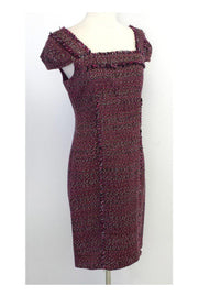 Current Boutique-David Meister - Purple Tweed Cap Sleeve Dress Sz 4
