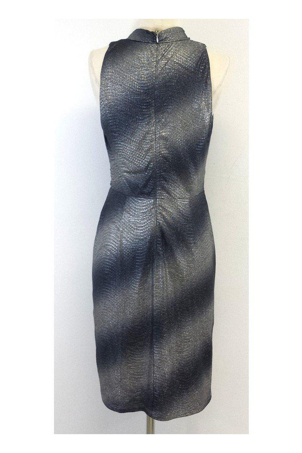 Current Boutique-David Meister - Silver Metallic Sleeveless Dress Sz 8