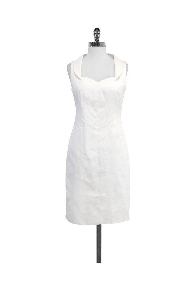 Current Boutique-David Meister - White Cotton Sleeveless Dress Sz 6