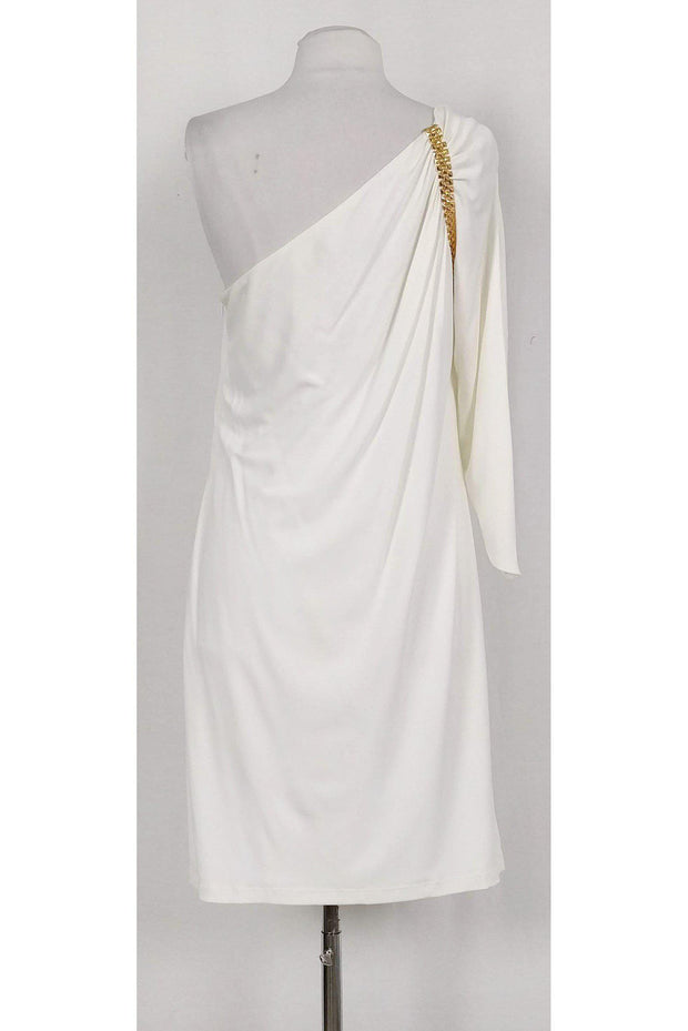 Current Boutique-David Meister - White One Shoulder Dress Sz 12