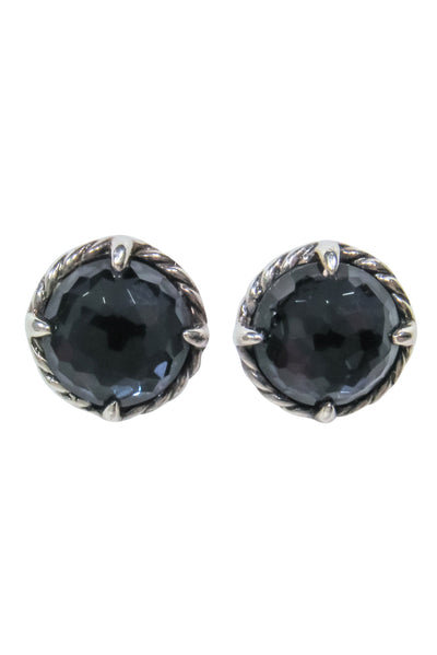 Current Boutique-David Yurman - "Petite Chatelaine" Sterling Silver Stud Earrings w/ Black Orchid