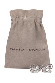 Current Boutique-David Yurman - Silver Braided Hoop Earrings w/ Diamonds