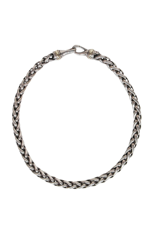 Current Boutique-David Yurman - Silver Chunky Wheat Chain Gold Accented Bracelet