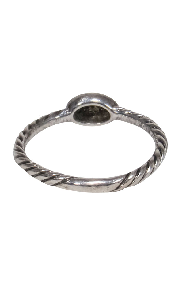 Current Boutique-David Yurman - Silver Twisted Ring w/ Sparkly Gem Sz 8