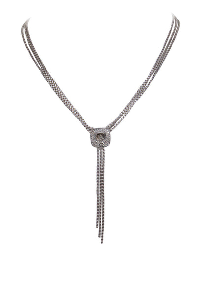 Current Boutique-David Yurman - Sterling Silver Square Lariat Necklace w/ Diamonds