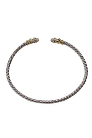 Current Boutique-David Yurman - Twisted Silver & 18K Gold Bangle Bracelet w/ Diamonds