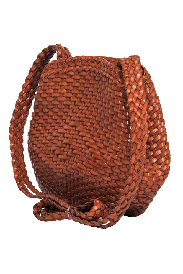 Current Boutique-De Vecchi - Brown Basket Weave Leather Crossbody Bag