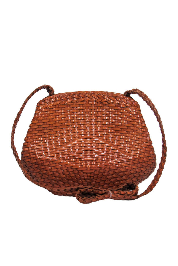 Current Boutique-De Vecchi - Brown Basket Weave Leather Crossbody Bag