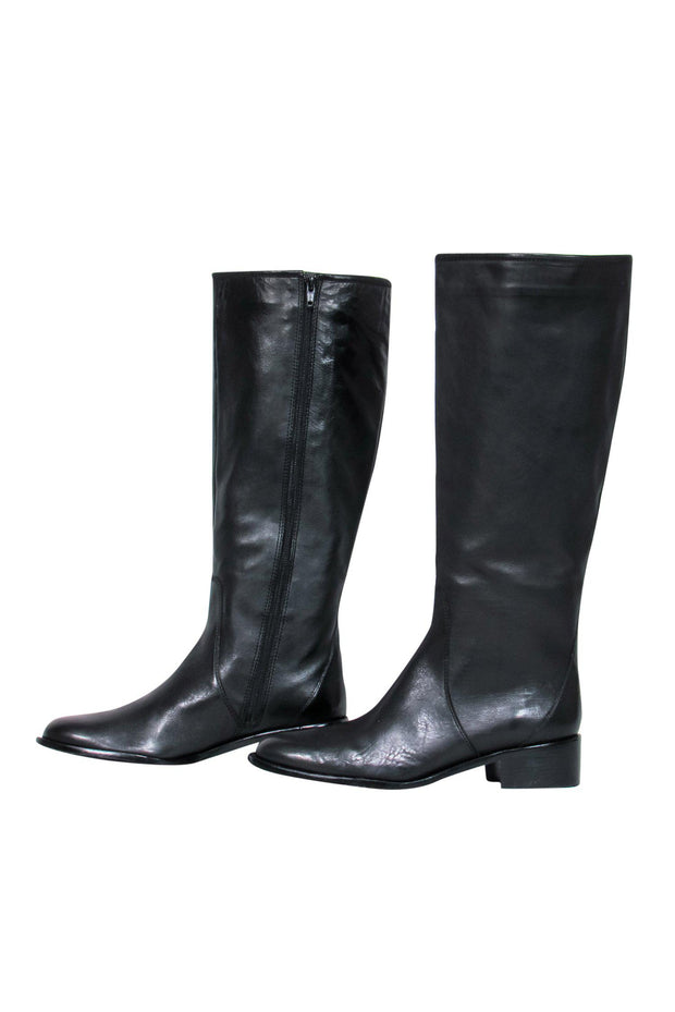 Current Boutique-Delman - Black Leather Heeled Riding Boots Sz 9