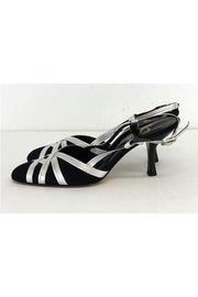 Current Boutique-Delman - Black & Silver Leather Crisscross Heels Sz 7.5