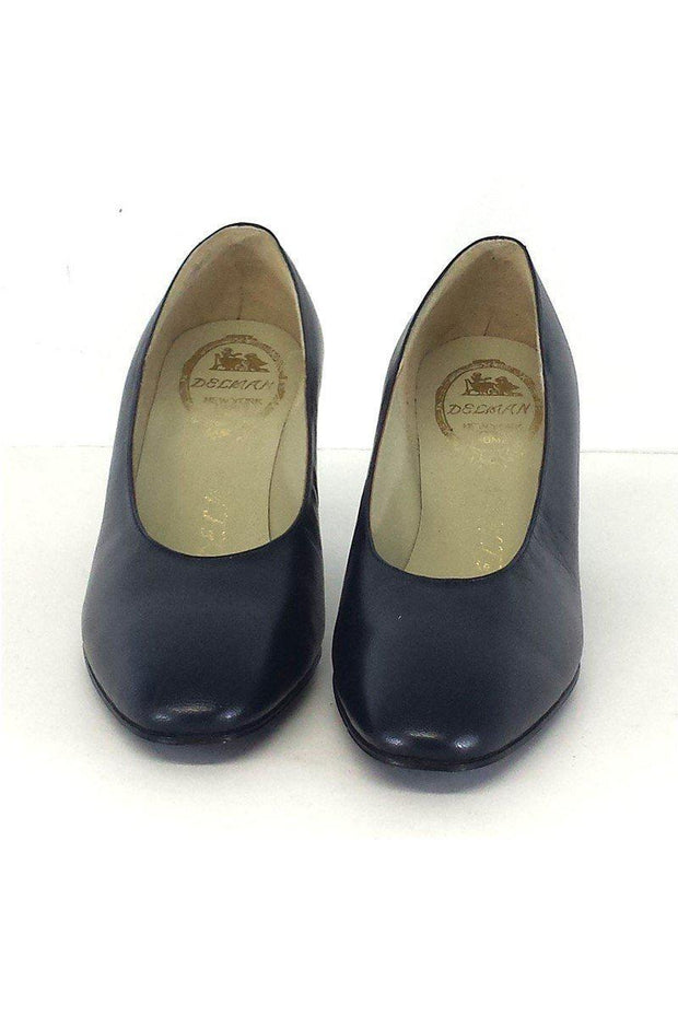 Current Boutique-Delman - Navy Leather Pointed Toe Heels Sz 5.5