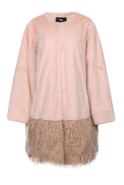 Current Boutique-Dennis by Dennis Basso - Light Pink Faux Fur Clasp-Up Longline Coat w/ Fuzzy Hem Sz 2X