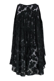 Current Boutique-Derek Lam 10 Crosby - Black Embossed Floral Print High-Low Silk Tank Sz 4