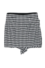 Current Boutique-Derek Lam 10 Crosby - Black & White Gingham Print Ruched Ruffle Miniskirt Sz 4