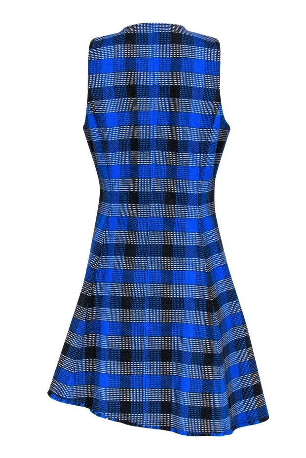 Current Boutique-Derek Lam 10 Crosby - Blue Plaid Woven Button-Front A-Line Dress Sz 10