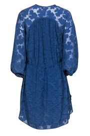 Current Boutique-Derek Lam 10 Crosby - Blue Textured Long Sleeve Shift Dress w/ Tassels Sz 00