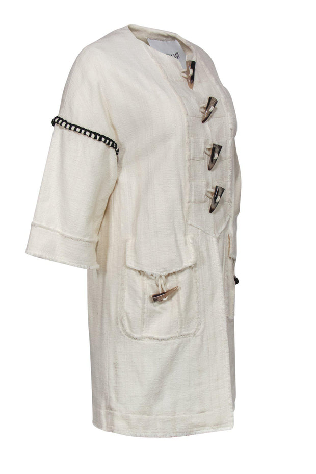 Current Boutique-Derek Lam 10 Crosby - Cream Textured Cropped Sleeve Jacket w/ Toggle Buttons Sz 4