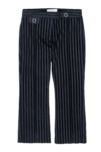 Current Boutique-Derek Lam 10 Crosby - Dark Wash Velvet Striped High-Waist Wide Leg Jeans Sz 6