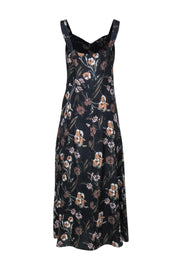 Current Boutique-Derek Lam 10 Crosby - Navy & Brown Textured Floral Print Sleeveless Maxi Dress Sz 4
