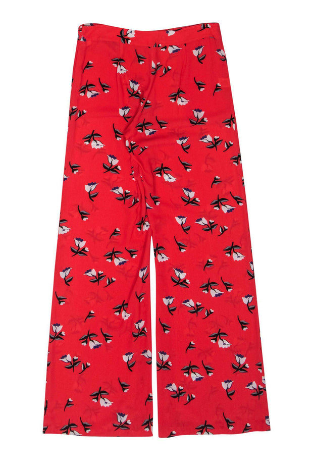 Current Boutique-Derek Lam 10 Crosby - Red & White Floral Print Wide Leg Pants Sz 2
