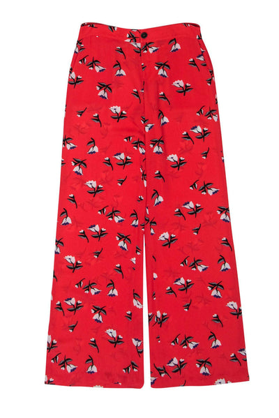 Current Boutique-Derek Lam 10 Crosby - Red & White Floral Print Wide Leg Pants Sz 2