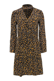 Current Boutique-Derek Lam - Black & Gold Abstract Floral Print Dress Sz 4