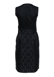 Current Boutique-Derek Lam - Black Jacquard Floral Textured Sheath Dress Sz 6