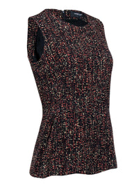 Current Boutique-Derek Lam - Black & Rust Speckled Print Peplum Sleeveless Top Sz 6