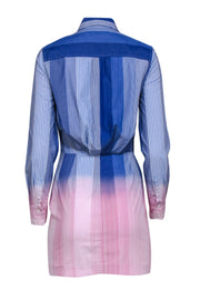 Current Boutique-Derek Lam - Blue & Pink Ombre Button-Up Cotton Shirtdress Sz 0