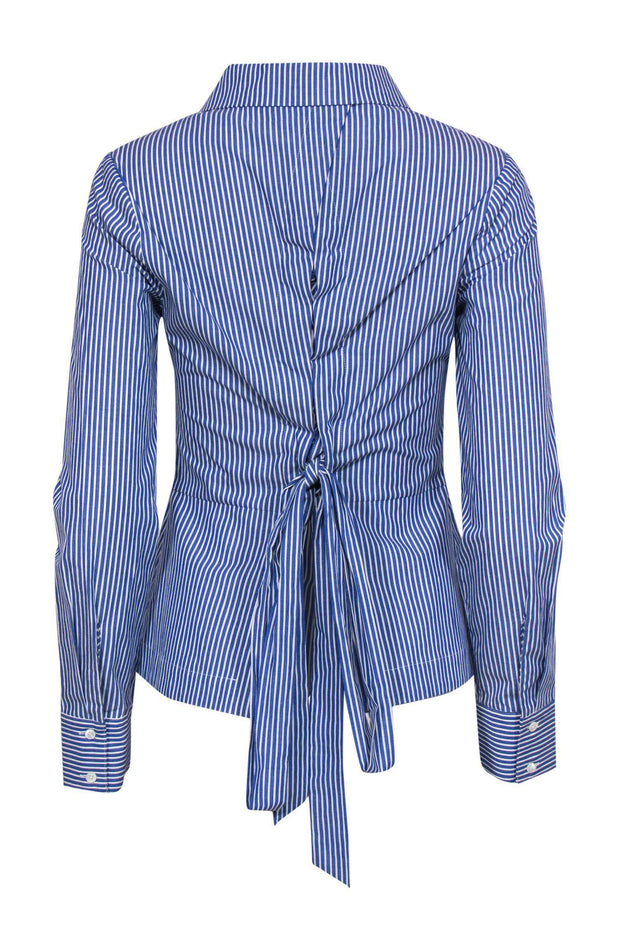 Current Boutique-Derek Lam - Blue Striped Cotton Striped Lace-Up Back Sz 6