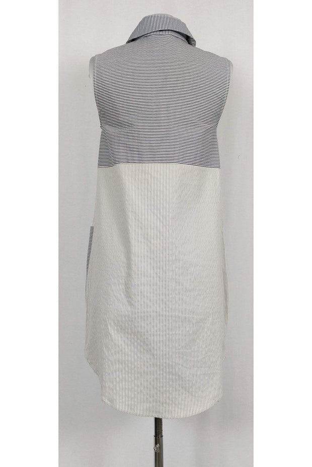 Current Boutique-Derek Lam - Navy & Beige Striped Shirt Dress Sz 2