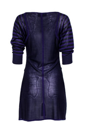 Current Boutique-Derek Lam - Purple & Black V-Neck Striped Long Sleeve Dress Sz S