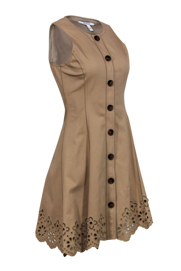 Current Boutique-Derek Lam - Tan Cotton Blend Button-Front Dress w/ Cutouts Sz 2