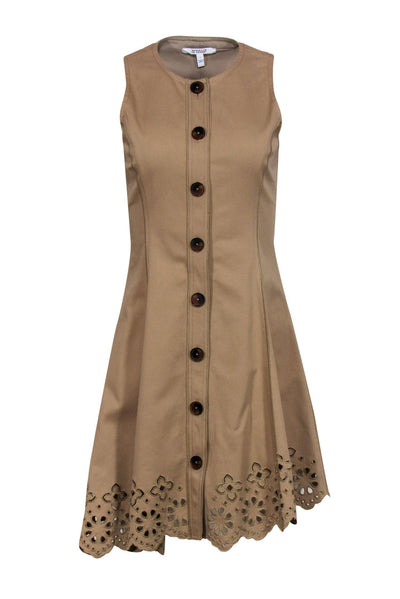 Current Boutique-Derek Lam - Tan Cotton Blend Button-Front Dress w/ Cutouts Sz 2