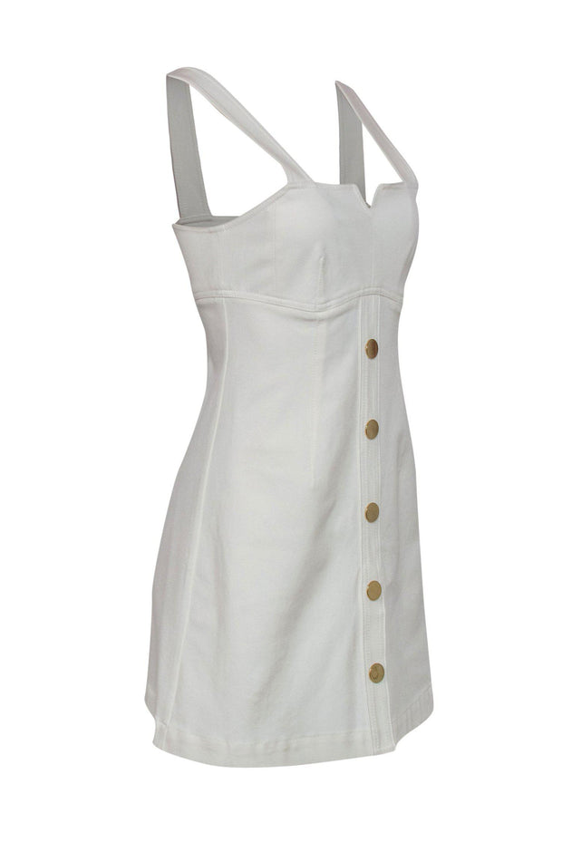 Current Boutique-Derek Lam - White Denim Bodycon Button-Front Dress Sz 2