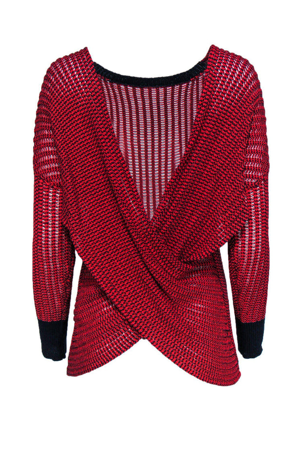 Current Boutique-Derek Lam for Intermix - Red Knit Cotton Sweater w/ Wrap Back Sz S
