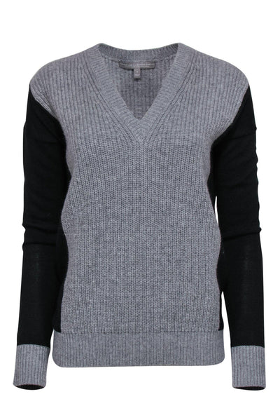 Current Boutique-Derek Lam x Nordstrom - Grey & Black Cable Knit V-Neck Sweater Sz S